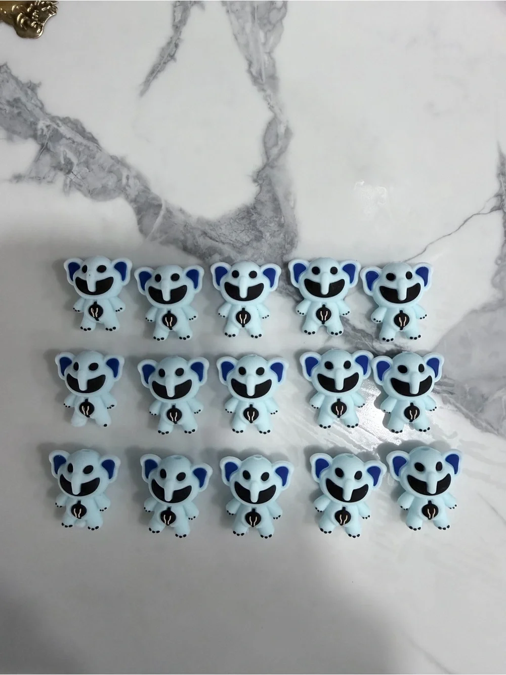 Poppy playtime Cute Light Blue Elephant Focal bead- Set of 15.